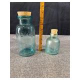 2 Blue Glass Apothecary Jars