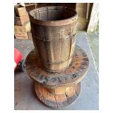 Barrel & Large Wooden Wire Spool
