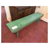 Wooden Farm Bench, Original Green Paint