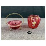 Northwood Cranberry Victorian Pickle Castor