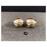 La Chateau Porcelain Bowl w Filigree Brass Basket