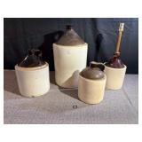 Vintage Stoneware Crock Lot 2- 2-Toned Jugs