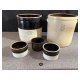 Stoneware Crock Lot; 5 Crocks