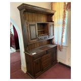 Vintage Pine Country Hutch Cabinet