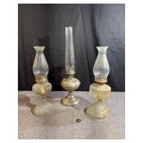 3 Kerosene Glass Lanterns