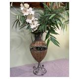 Decorative Wicker & Metal Double Arm Urn