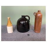 3 Pieces of Stoneware Crock Jugs/Bottle