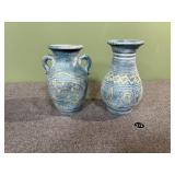 2 Southwestern Aztec Style Pottery Vases