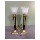 Heyco Attr. Brass Guild Torchiere Lamps