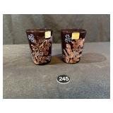 Pair, Hand Painted Amethyst Glass Tumblers