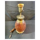 Vintage Amberina Crackle Glass & Brass Table Lamp