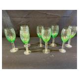 8 Fade Scroll Green Wine Glasses