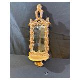 Wooden Frame Wall Mirror w Shelf