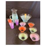 1960s Blendo Frosted Pitcher, Punch Bowl Set