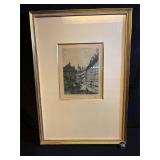 European City Etching, Signed