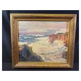 Antique Oil Painting, Coastal Landscape