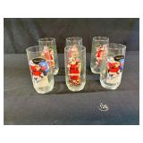 6 Vintage Coca-Cola Christmas Drinking Glass