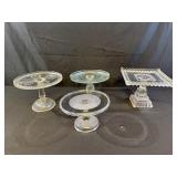 4 Clear Glass Pedestal Cake Stands