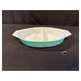 Vintage Pyrex Turquoise Divided 1 1/2 Qt Casserole