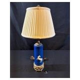 C 1930 Danish Cameo Porcelain Horse Motif Lamp