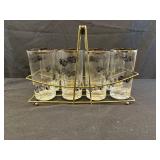 Vintage Libbey Race Car Glasses w Caddy