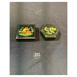 2 Vintage Lacquered Trinket Boxes