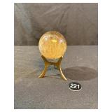 Rutilated Quartz Ball w 3 Footed Base