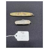 2 Pocket Knives, Vintage Brass Amex