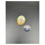 Czech Porcelain Brooch w Gilt Frame