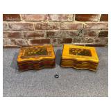 2 Vintage Wooden Jewelry Boxes