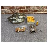 Vintage Easter Decor, Molds, Felt Flocked Animals