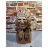 Hand Carved Native American Indian Chief