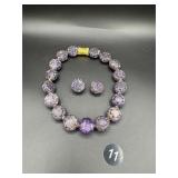 Carved Amythyst  Necklace & Earring Set