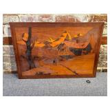 Wood Inlay Artwork- Swiss Mountain Scene