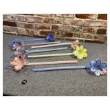 Set of Murano Handblown Glass Flower Scultures