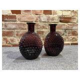Vintage Amethyst Hobnail Glass Decanters