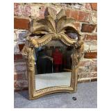 Vintage Wood Carved Palm & Monkey Mirror