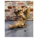 Carved Wood Cherub Statue