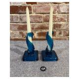 Westmoreland Lotus Swirl Twisted Candle Holders