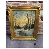 Winter Landscape Oil Painting, Signed