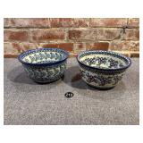 Authentic Polish Hand Painted Pottery Bowls