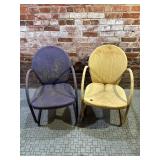 Vintage Metal Chairs w Shellback Design, Pair