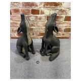 Wood Carved Cayotes, Pair