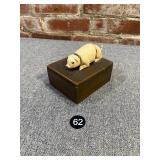Wooden Articulated Pig Trinket Box