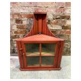 Hanging Corner Cupboard w 4 Panel Glass Door