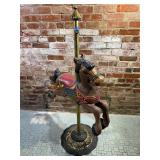 Galloping Hand-Painted Metal Carousel Horse