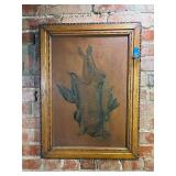 Antique Henry Leroy Wild Game Artwork on Wood