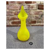 Handblown Yellow Art Glass Vase, Signed