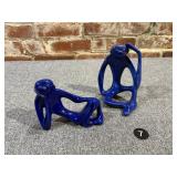 Vintage Royal Blue Abstract Ceramic Monkeys, Pair