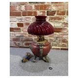 Victorian Cranberry Glass Parlor Lamp